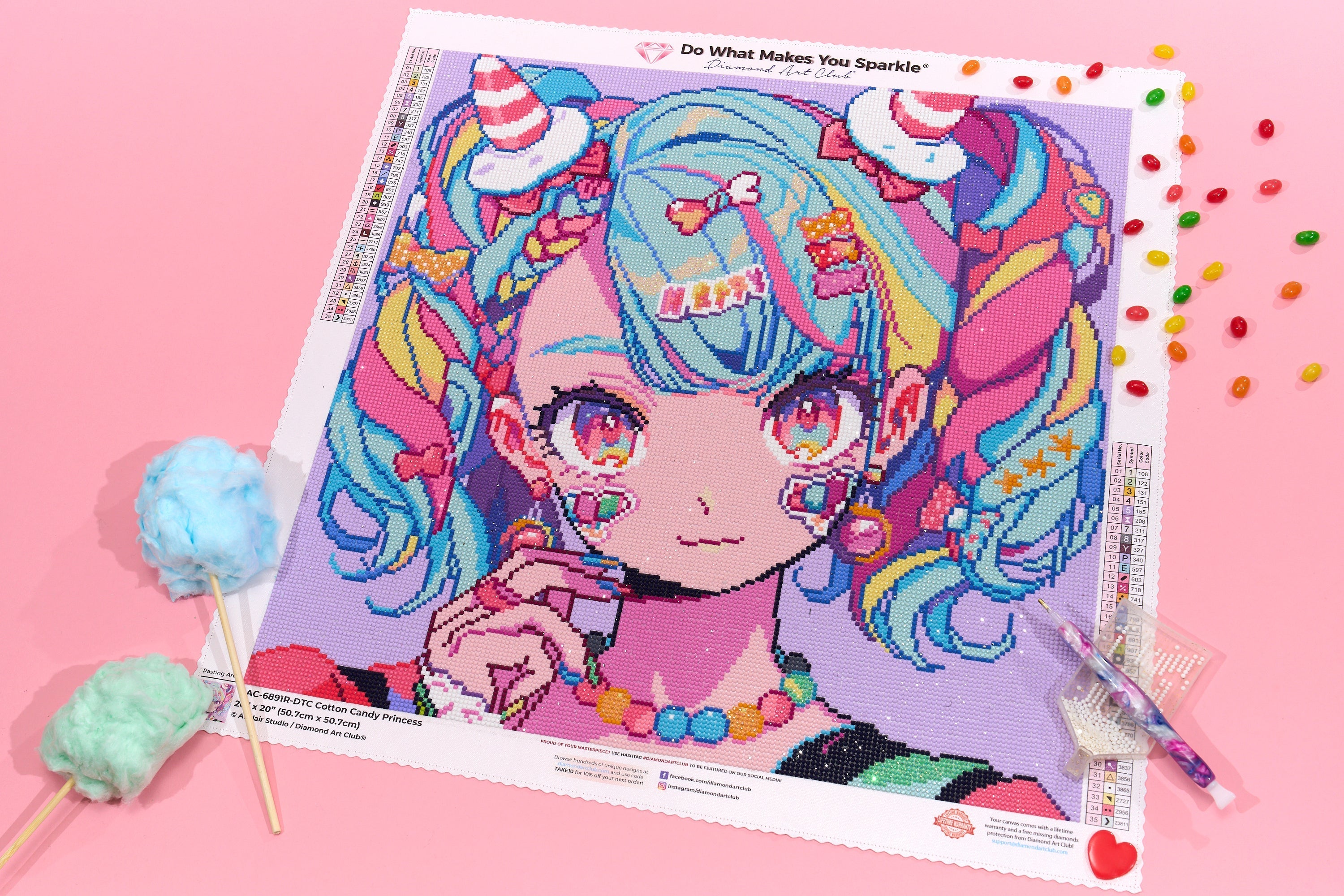 ダイヤモンドアートクラブ　CottonTial Cotton Candy Princess Diamond Painting Kit – Diamond Art Club