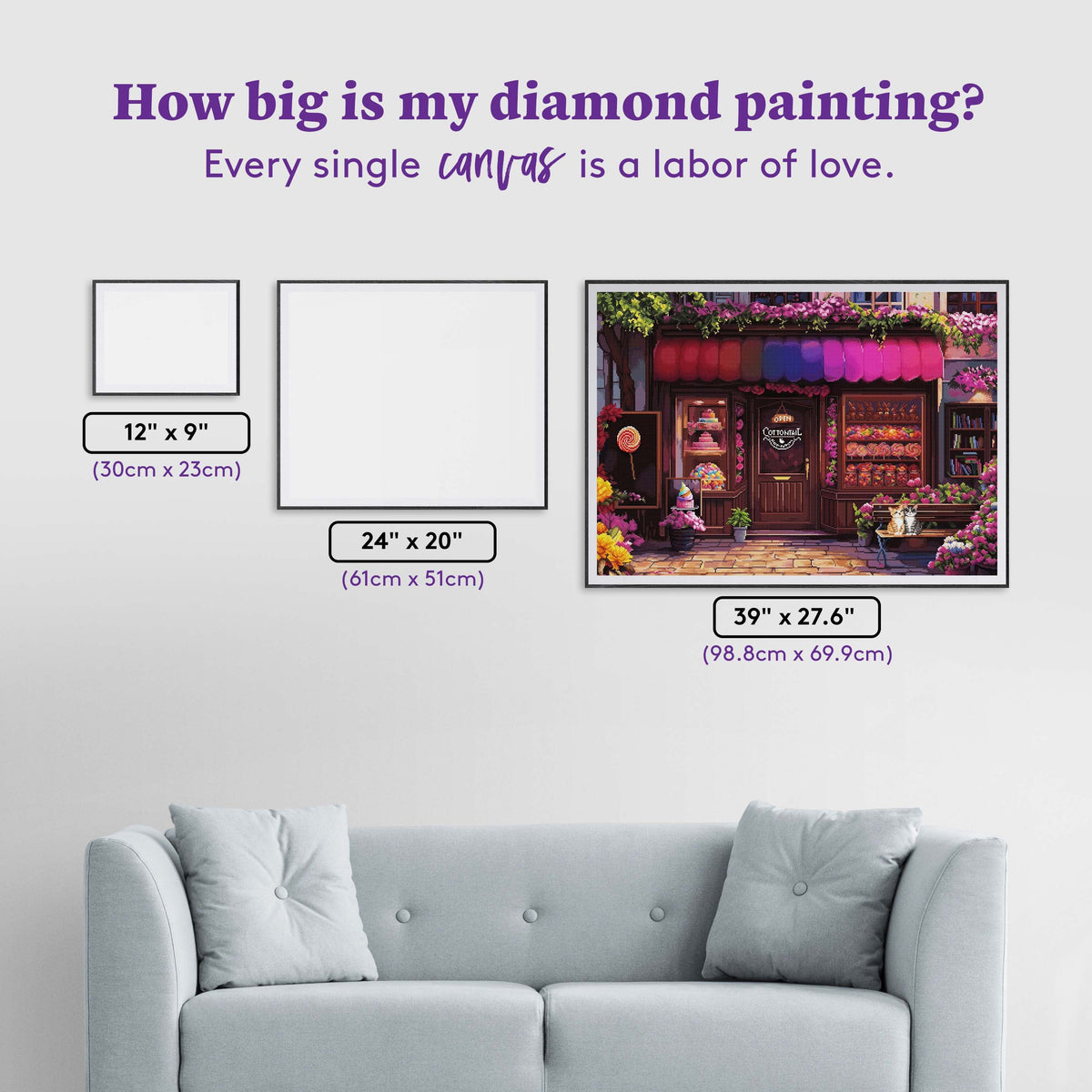 Diamond Painting Cottontail Candy Company 39" x 27.6" (98.8cm x 69.9cm) / Square with 71 Colors including 3 ABs and 6 Fairy Dust Diamonds / 111,557