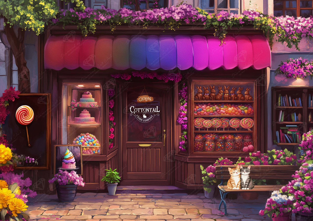 Diamond Painting Cottontail Candy Company 39" x 27.6" (98.8cm x 69.9cm) / Square with 71 Colors including 3 ABs and 6 Fairy Dust Diamonds / 111,557