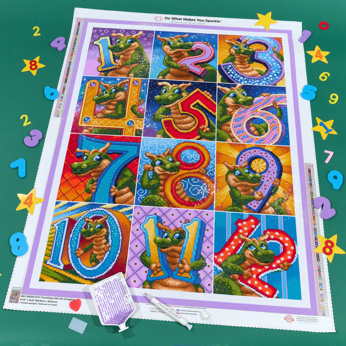 Diamond Painting Counting with the Draglings 27.6" x 35.8" (69.9cm x 90.9cm) / Square with 61 Colors including 2 ABs and 4 Fairy Dust Diamonds / 102,565