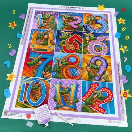 Diamond Painting Counting with the Draglings 27.6" x 35.8" (69.9cm x 90.9cm) / Square with 61 Colors including 2 ABs and 4 Fairy Dust Diamonds / 102,565