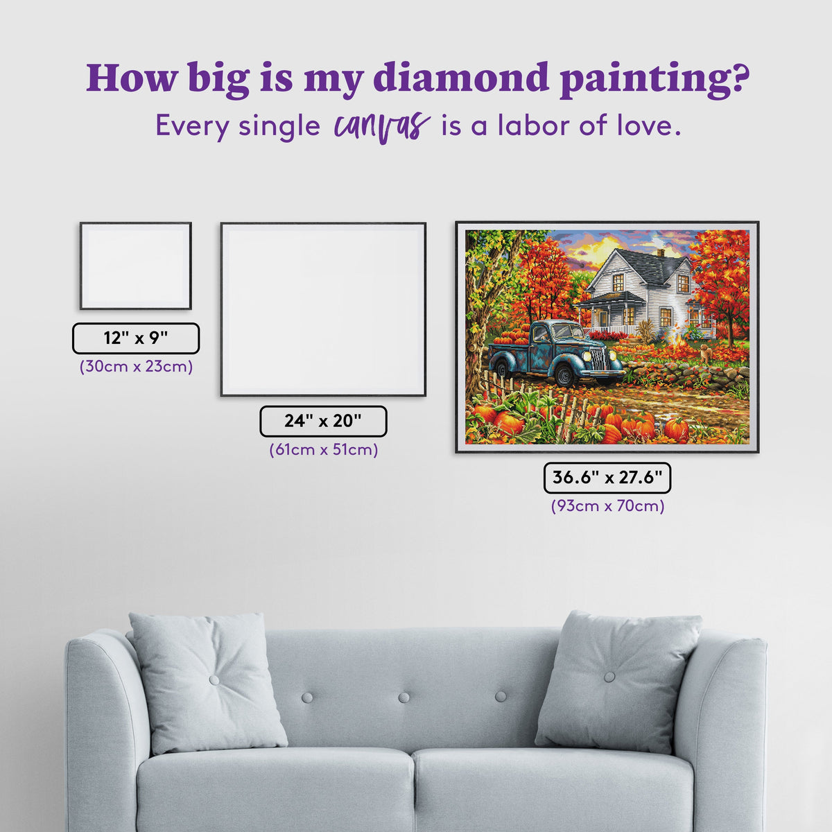 Diamond Painting Country Harvest 36.6" x 27.6" (93cm x 70cm) / Square with 61 Colors including 4 ABs and 2 Fairy Dust Diamonds / 104,813