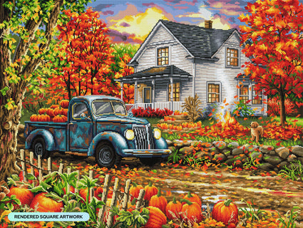 Diamond Painting Country Harvest 36.6" x 27.6" (93cm x 70cm) / Square with 61 Colors including 4 ABs and 2 Fairy Dust Diamonds / 104,813