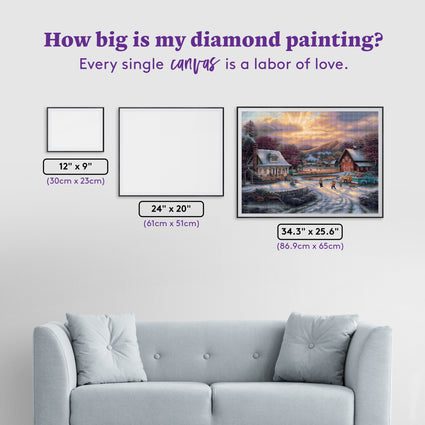 Diamond Painting Country Holidays 34.3" x 25.6" (86.9cm x 65cm) / Square With 55 Colors Including 1 AB and 3 Fairy Dust Diamonds / 91,089