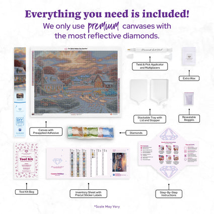 Diamond Painting Country Holidays 34.3" x 25.6" (86.9cm x 65cm) / Square With 55 Colors Including 1 AB and 3 Fairy Dust Diamonds / 91,089