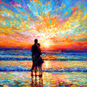 Diamond Painting Couple at the Beach Sunset 25.6" x 25.6" (65cm x 65cm) / Square with 60 Colors including 5 ABs and 1 Fairy Dust Diamond / 68,121