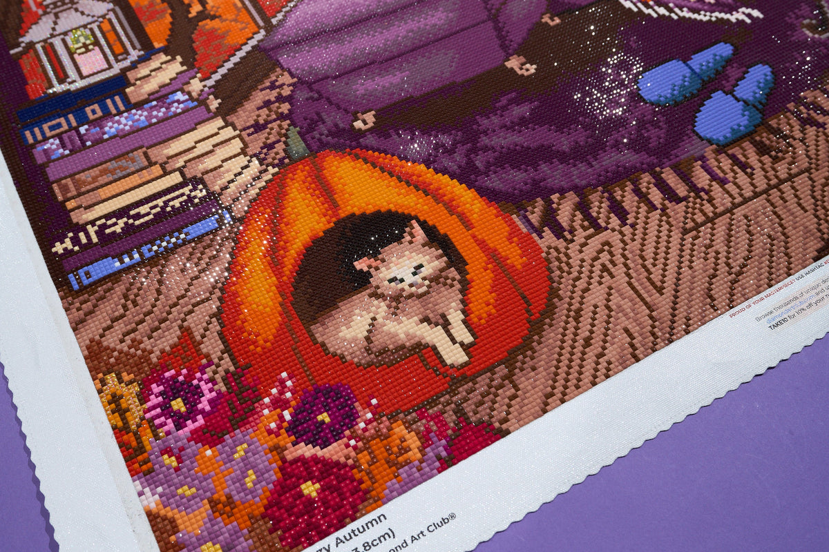 Diamond Painting Cozy Autumn 27.6" x 37" (69.9cm x 93.8cm) / Square with 71 Colors including 3 ABs and 1 Iridescent Diamond and 3 Fairy Dust Diamonds / 105,937