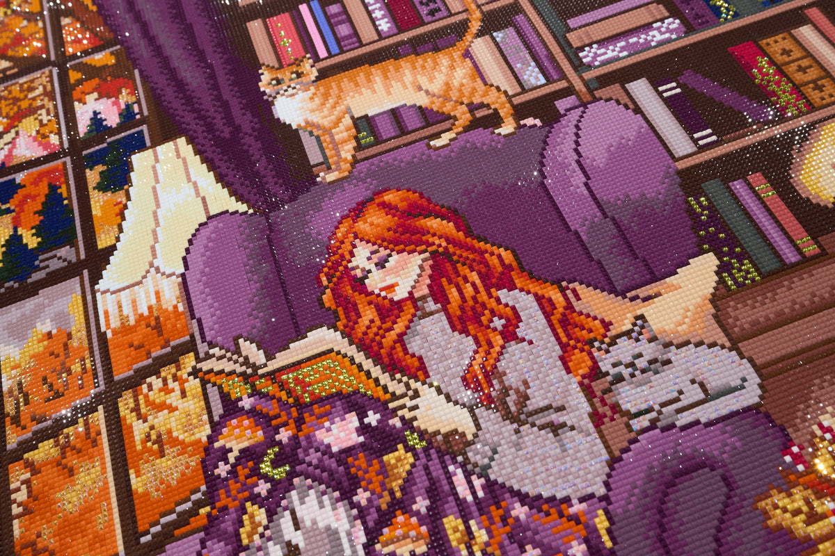 Diamond Painting Cozy Autumn 27.6" x 37" (69.9cm x 93.8cm) / Square with 71 Colors including 3 ABs and 1 Iridescent Diamond and 3 Fairy Dust Diamonds / 105,937