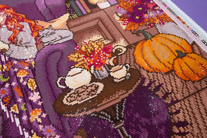 Diamond Painting Cozy Autumn 27.6" x 37" (69.9cm x 93.8cm) / Square with 71 Colors including 3 ABs and 1 Iridescent Diamond and 3 Fairy Dust Diamonds / 105,937