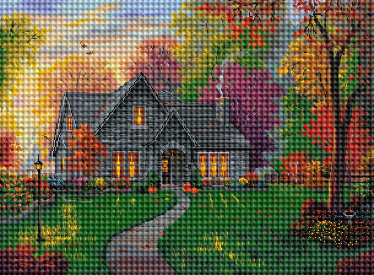 Diamond Painting Cozy Autumn Eve 30" x 22" (75.9cm x 55.8cm) / Square With 84 Colors Including 1 AB and 4 Fairy Dust Diamonds / 68,320