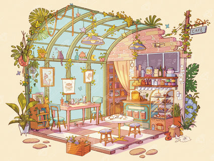 Diamond Painting Cozy Cafe 36.6" x 27.6" (92.8cm x 69.9cm) / Square With 87 Colors Including 4 Fairy Dust Diamonds / 68,893