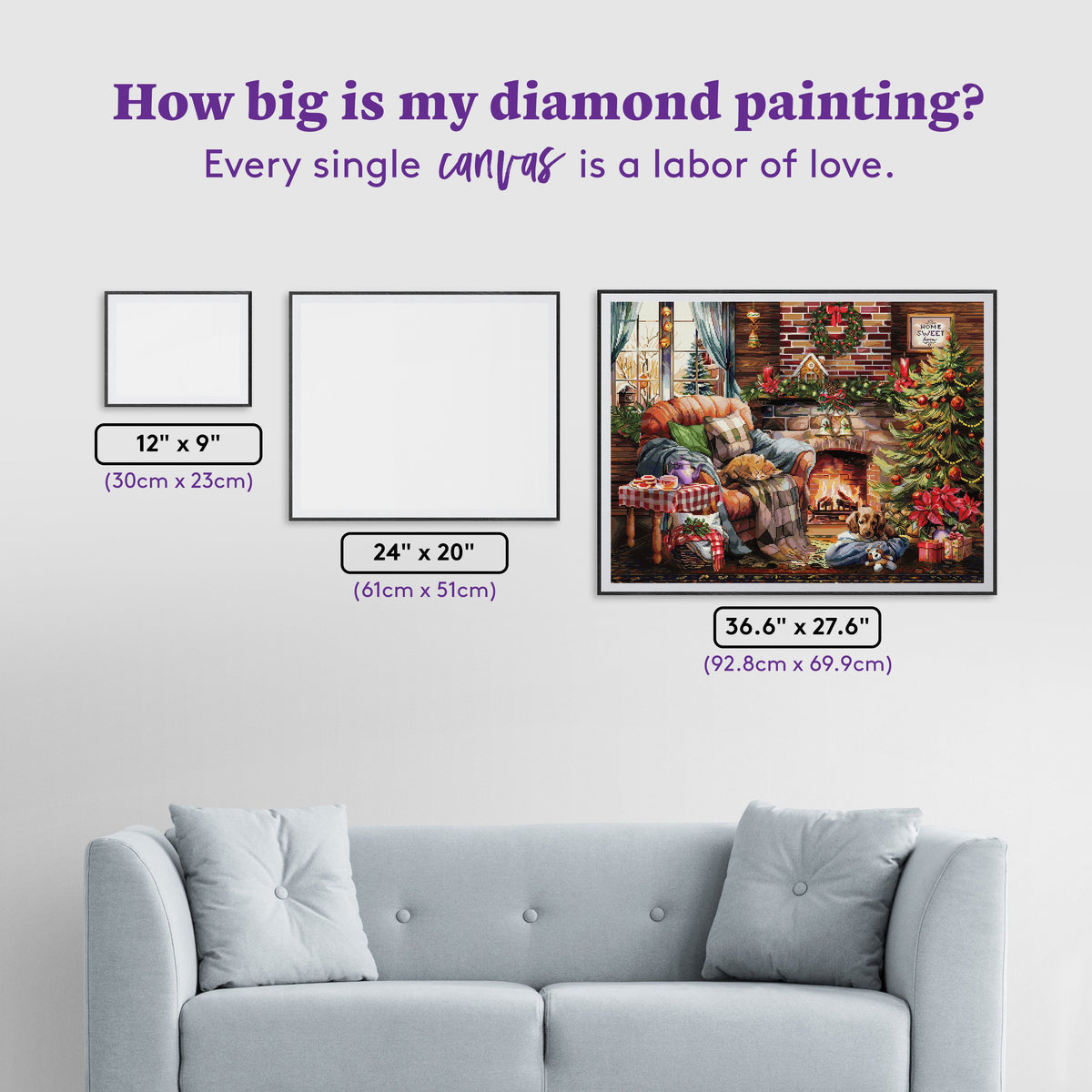 Diamond Painting Cozy Christmas Cottage 36.6" x 27.6" (92.8cm x 69.9cm) / Square With 80 Colors Including 2 ABs and 1 Electro Diamond and 3 Fairy Dust Diamonds / 104,813