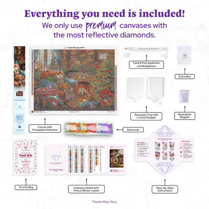 Diamond Painting Cozy Christmas Cottage 36.6" x 27.6" (92.8cm x 69.9cm) / Square With 80 Colors Including 2 ABs and 1 Electro Diamond and 3 Fairy Dust Diamonds / 104,813