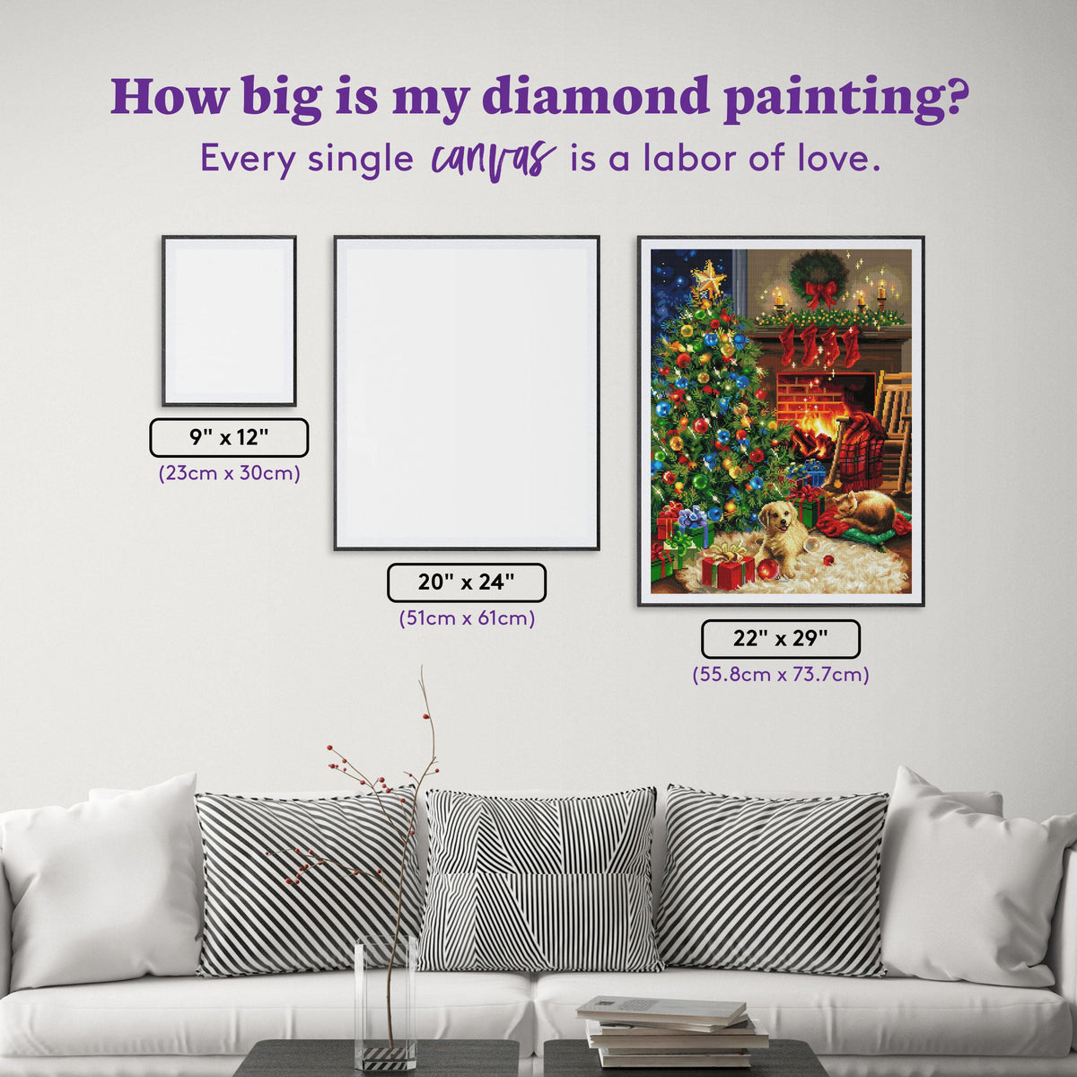 Diamond Painting Cozy Christmas 22" x 29" (55.8cm x 73.7cm) / Square with 74 Colors including 4 ABs / 65,725