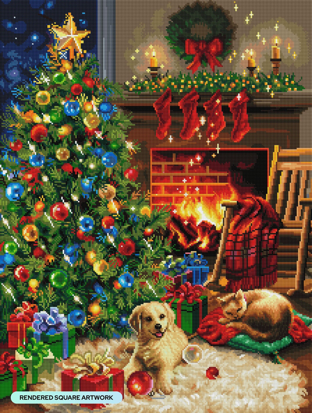 Diamond Painting Cozy Christmas 22" x 29" (55.8cm x 73.7cm) / Square with 74 Colors including 4 ABs / 65,725
