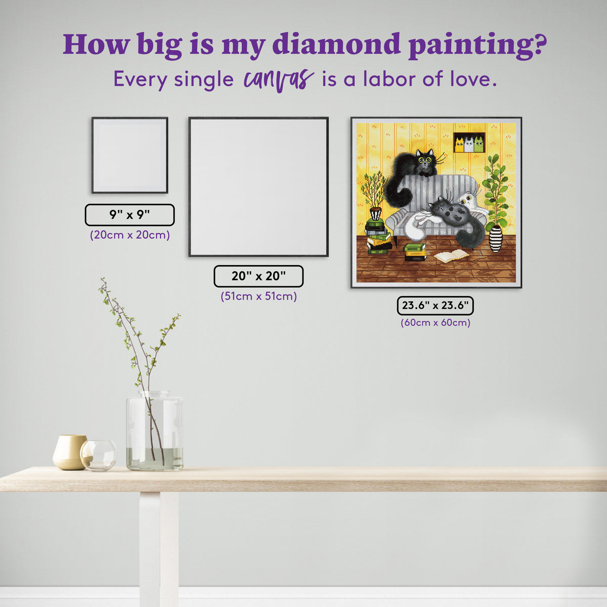 Diamond Painting Cozy Couch Companions 23.6" x 23.6" (60cm x 60cm) / Square With 63 Colors Including 2 ABs and 1 Iridescent Diamond and 1 Fairy Dust Diamond / 58,081