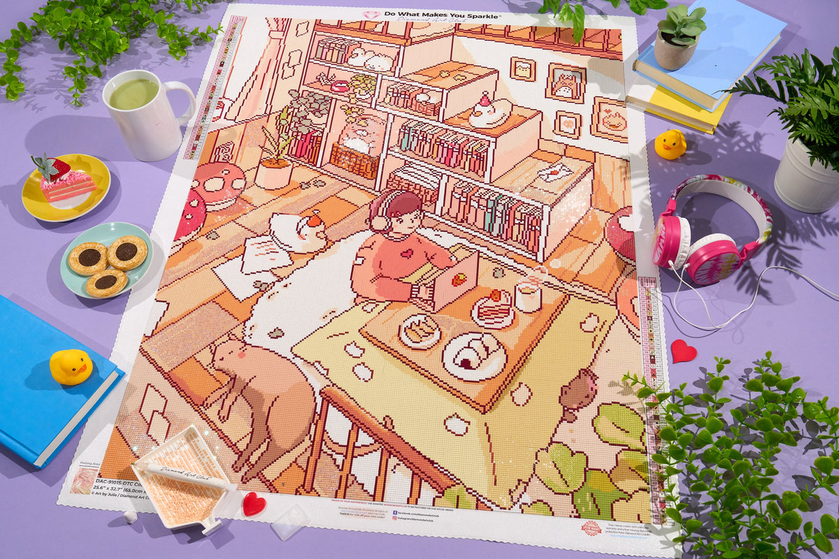 Diamond Painting Cozy Kotatsu 25.6" x 32.7" (65cm x 82.9cm) / Square With 50 Colors Including 2 ABs and 2 Fairy Dust Diamonds / 86,913