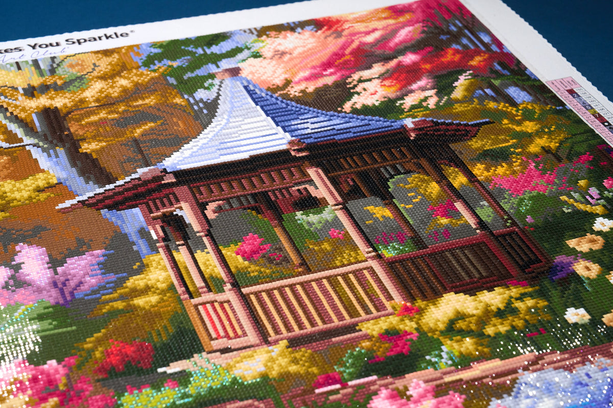 Diamond Painting Creekside Gazebo 31.9" x 25.6" (80.9cm x 65cm) / Square with 75 Colors including 3 ABs and 4 Fairy Dust Diamonds / 84,825