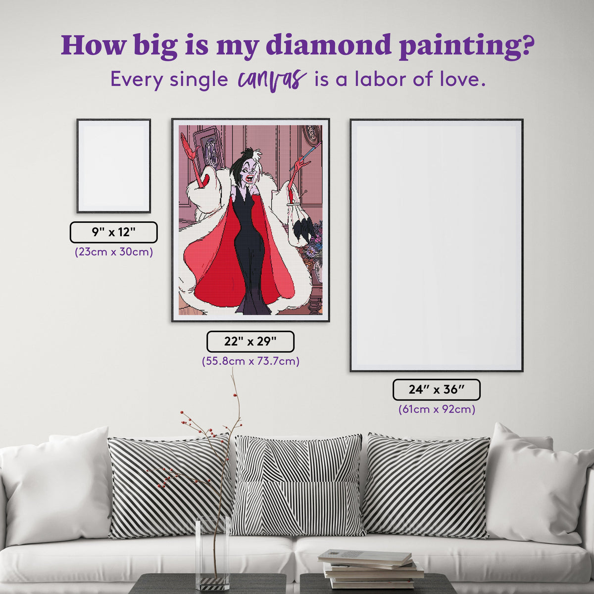 Diamond Painting Cruella 22" x 29" (55.8cm x 73.7cm) / Square with 41 Colors including 4 Fairy Dust Diamonds / 66,304