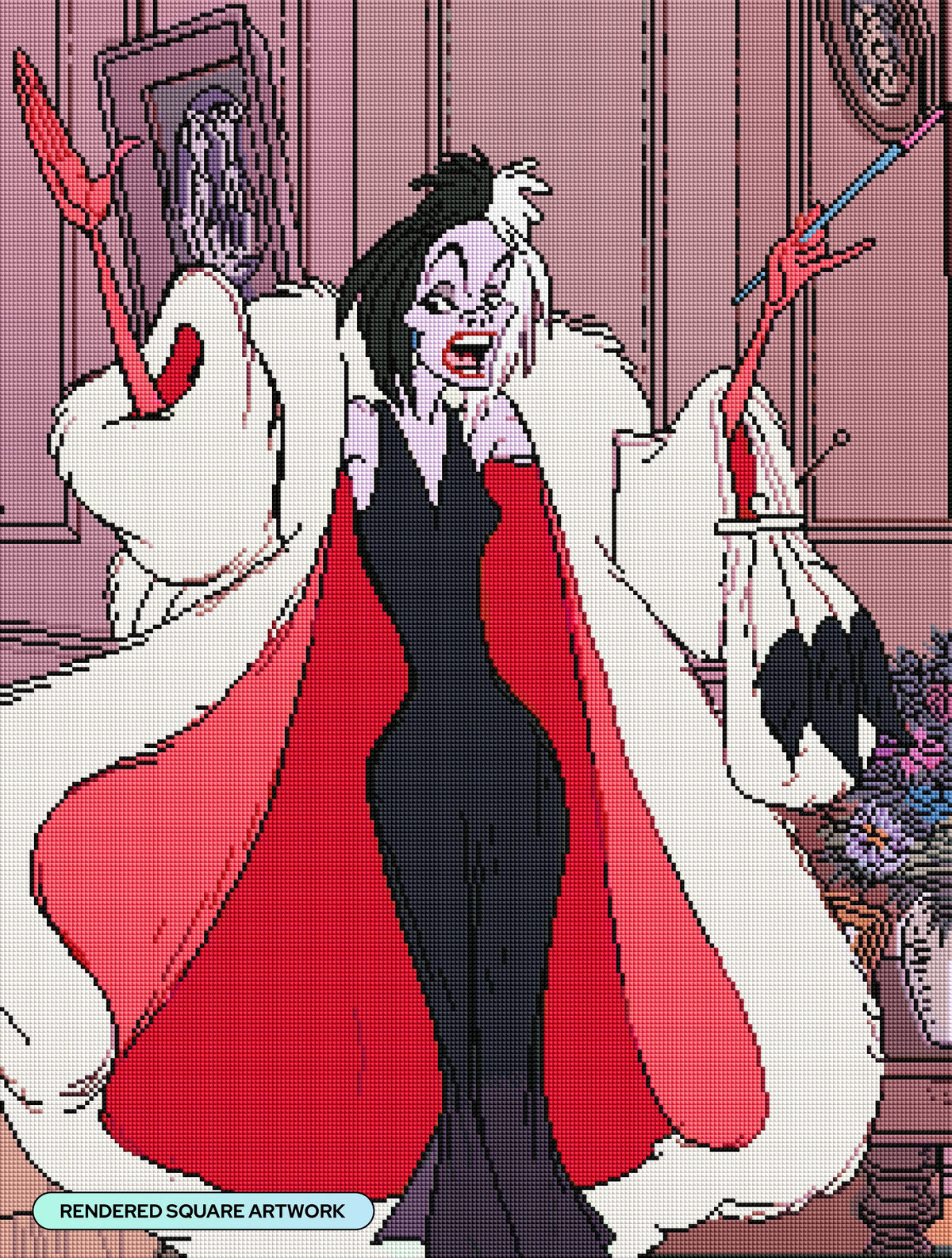 Diamond Painting Cruella 22" x 29" (55.8cm x 73.7cm) / Square with 41 Colors including 4 Fairy Dust Diamonds / 66,304