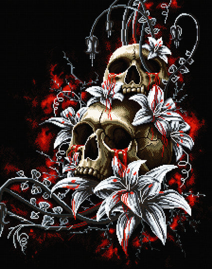 Diamond Painting Crying Skull 22" x 28" (56cm x 71cm) / Square with 24 Colors including 2 ABs / 63,616