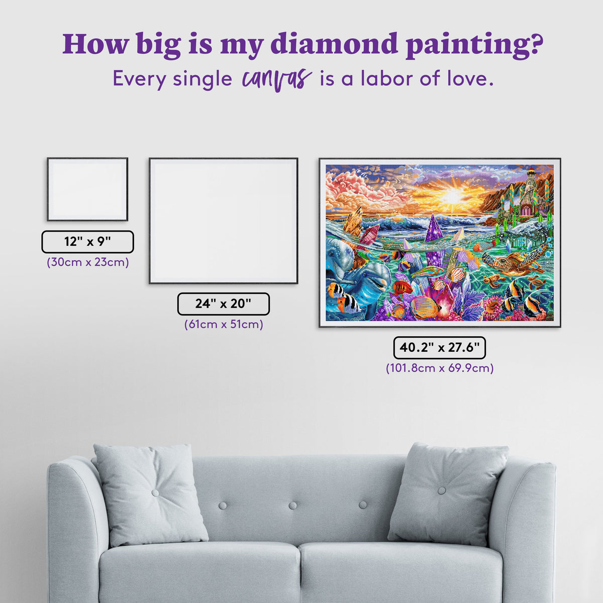 Diamond Painting Crystal Haven 40.2" x 27.6" (101.8cm x 69.9cm) / Square with 65 Colors including 3 ABs and 1 Iridescent Diamond and 4 Fairy Dust Diamonds / 114,929