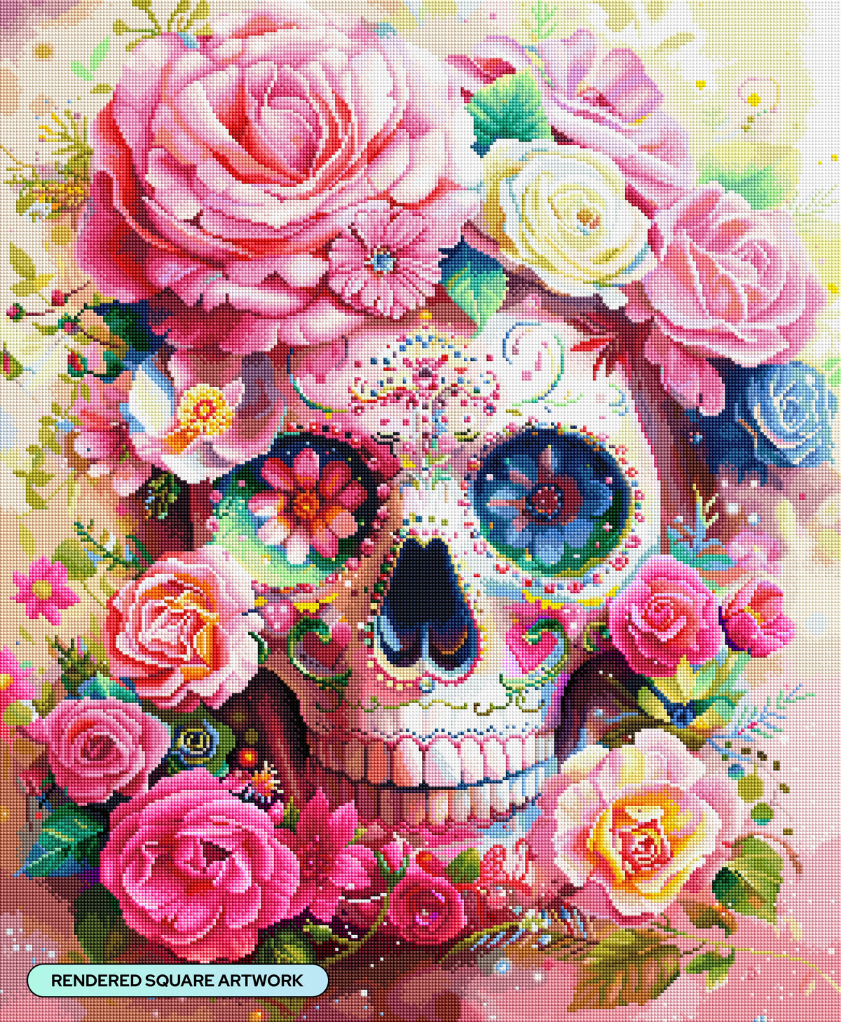 Diamond Painting Crystal Skull 25.6" x 31.1" (65cm x 78.9cm) / Square with 94 Colors including 3 ABs and 2 Fairy Dust Diamonds / 82,737
