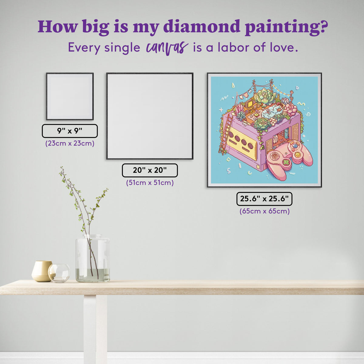 Diamond Painting Cuddle Cube 25.6" x 25.6" (65cm x 65cm) / Square With 82 Colors Including 2 ABs and 4 Fairy Dust Diamonds / 68,121
