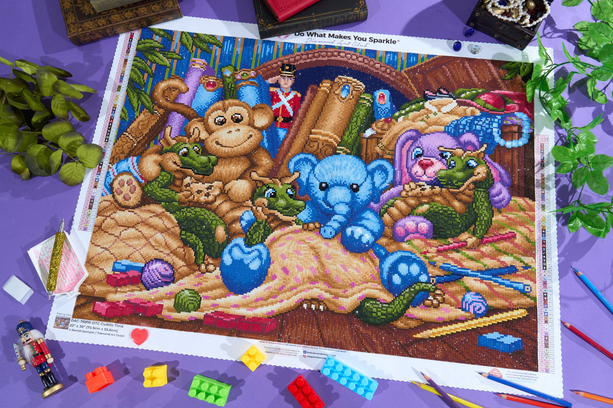Diamond Painting Cuddle Time 30" x 22" (75.9cm x 55.6cm) / Round with 62 Colors including 2 ABs and 4 Fairy Dust Diamonds / 55,752