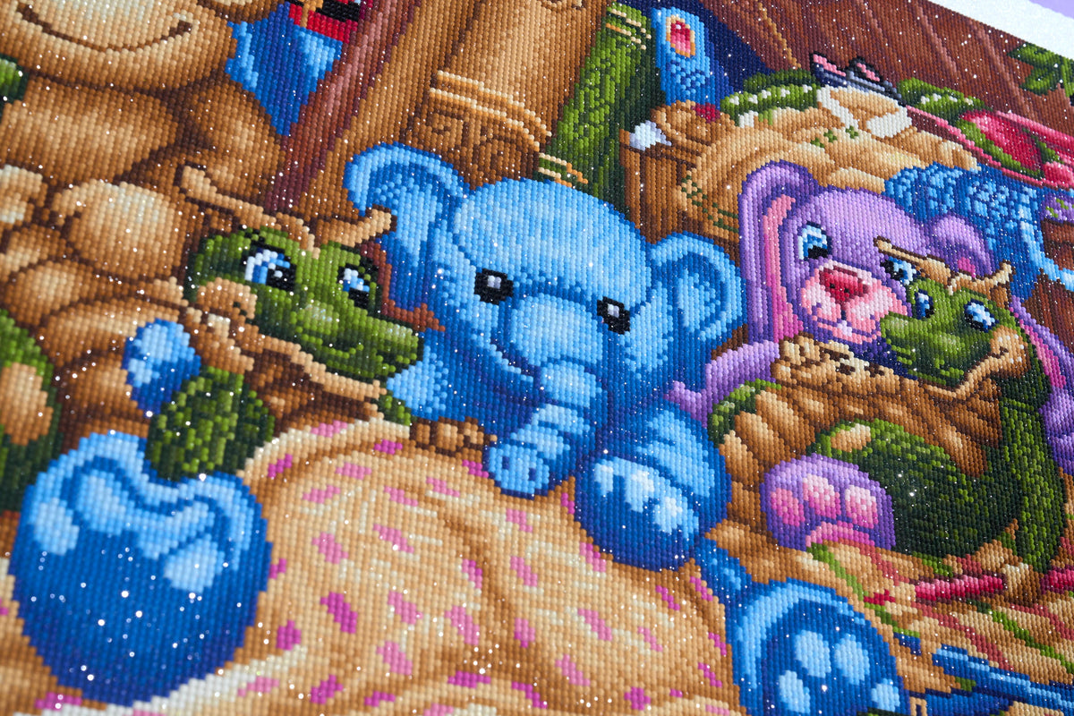 Diamond Painting Cuddle Time 30" x 22" (75.9cm x 55.6cm) / Round with 62 Colors including 2 ABs and 4 Fairy Dust Diamonds / 55,752