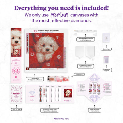 Diamond Painting Cuddles 13" x 13" (33cm x 33cm) / Round with 28 Colors including 1 AB and 3 Fairy Dust Diamonds / 14,400