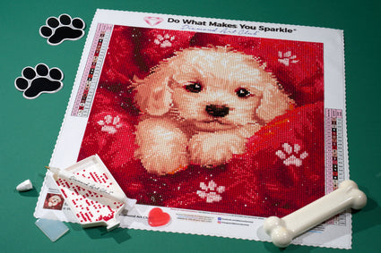 Diamond Painting Cuddles 13" x 13" (33cm x 33cm) / Round with 28 Colors including 1 AB and 3 Fairy Dust Diamonds / 14,400