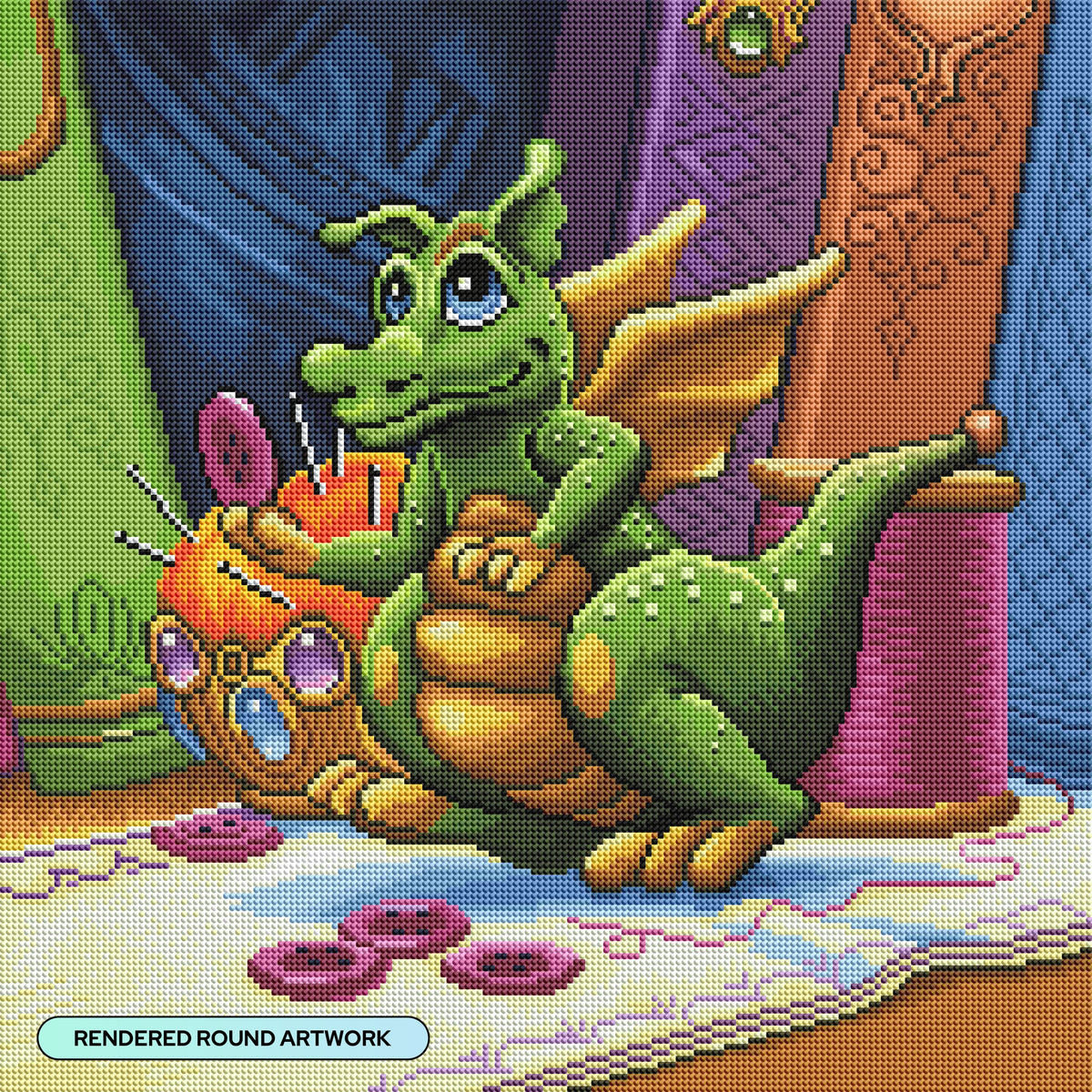 Diamond Painting Cute as a Button 20" x 20" (50.7cm x 50.7cm) / Round with 45 Colors including 2 ABs and 2 Fairy Dust Diamonds / 32,761