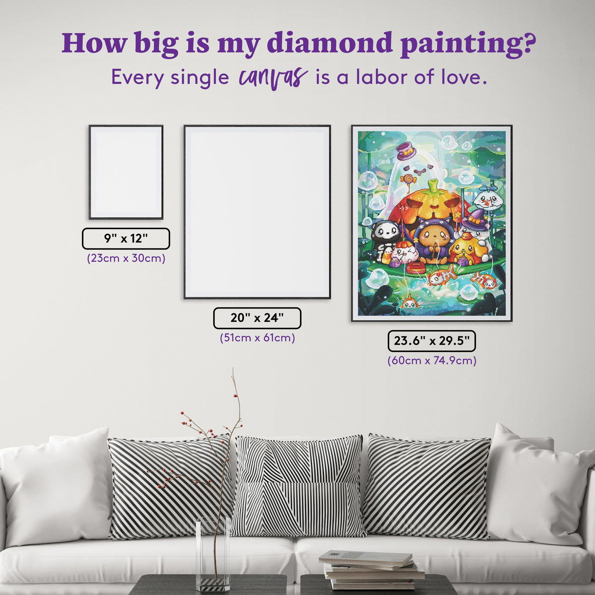 Diamond Painting Cute Spooky Fishing 23.6" x 29.5" (60cm x 74.9cm) / Square with 65 Colors including 3 ABs and 1 Iridescent Diamond and 2 Fairy Dust Diamonds / 72,541