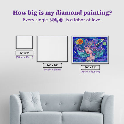 Diamond Painting Cyber Owl 30" x 22" (76cm x 55.8cm) / Square with 65 Colors including 3 ABs and 4 Fairy Dust Diamonds / 68,320