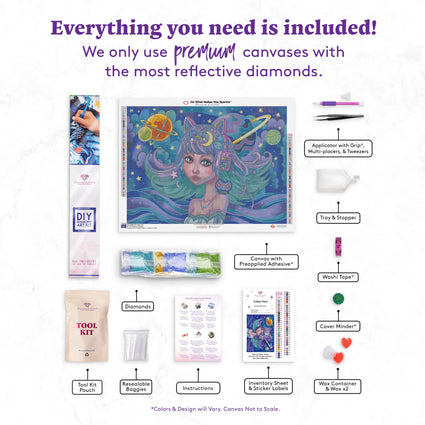 Diamond Painting Cyber Owl 30" x 22" (76cm x 55.8cm) / Square with 65 Colors including 3 ABs and 4 Fairy Dust Diamonds / 68,320