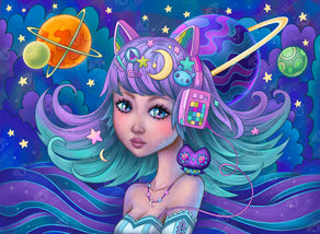 Diamond Painting Cyber Owl 30" x 22" (76cm x 55.8cm) / Square with 65 Colors including 3 ABs and 4 Fairy Dust Diamonds / 68,320