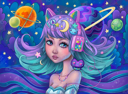 Diamond Painting Cyber Owl 30" x 22" (76cm x 55.8cm) / Square with 65 Colors including 3 ABs and 4 Fairy Dust Diamonds / 68,320