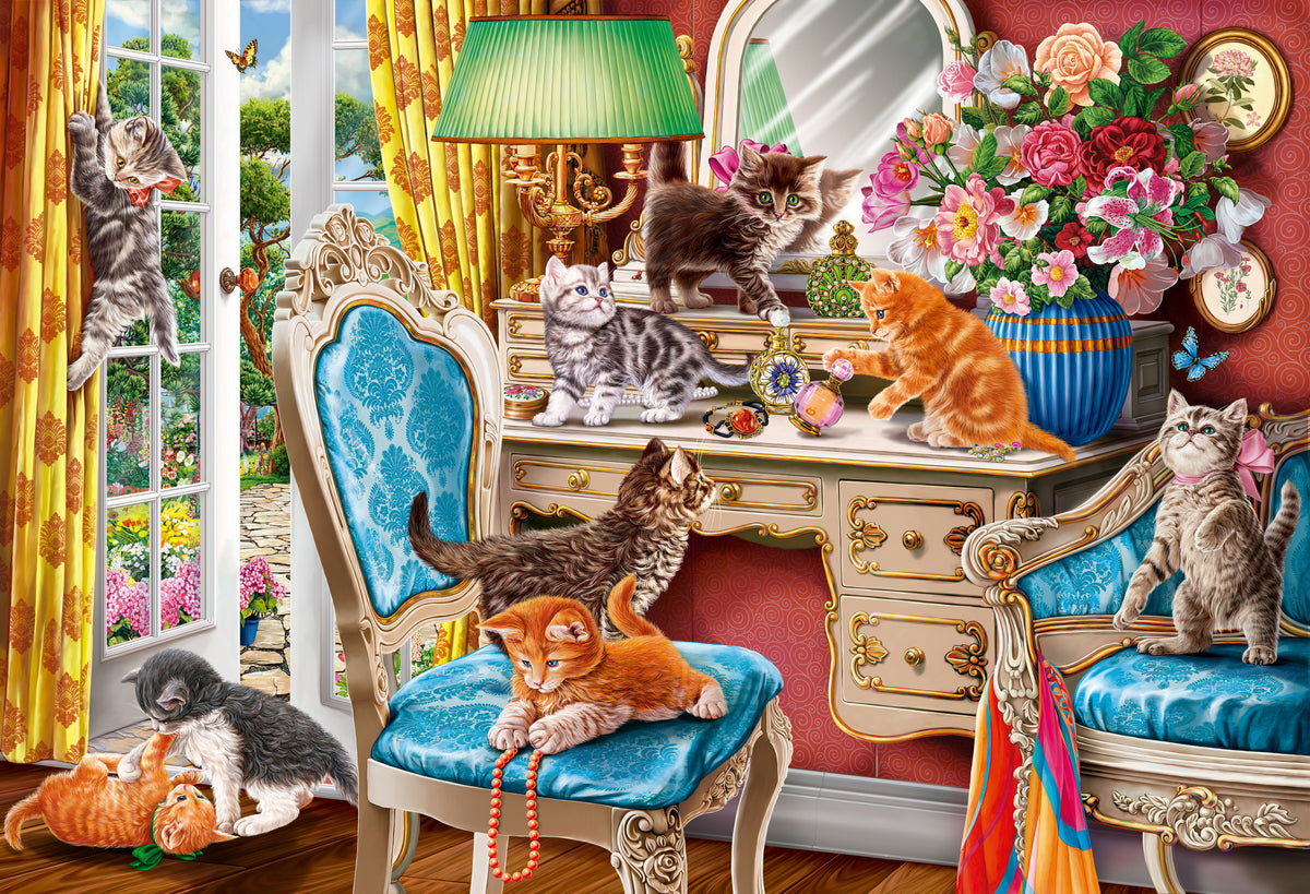Naughty Kittens in the Bedroom — original artwork by Image World