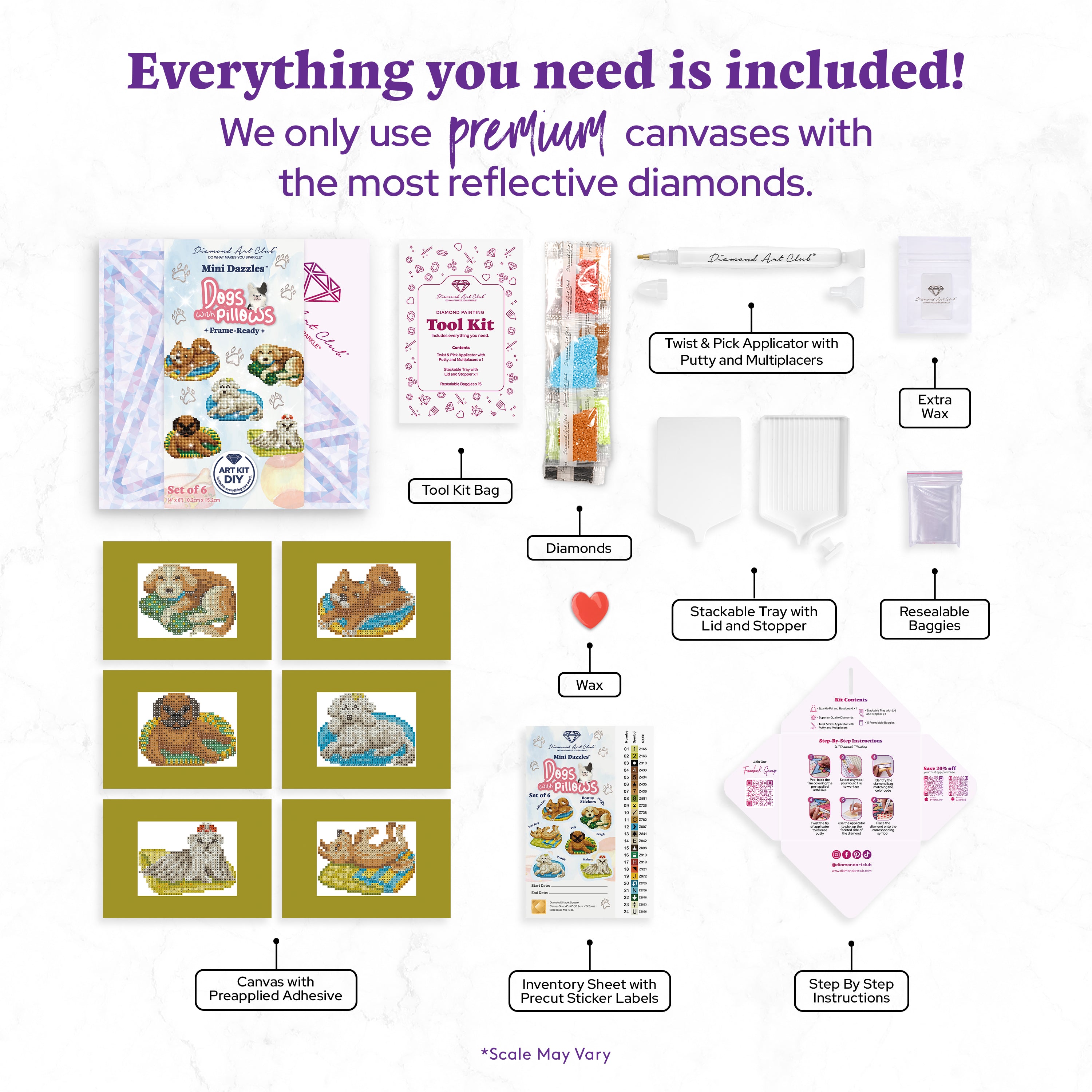 Mini Dazzles™ - Dogs with Pillows – Diamond Art Club