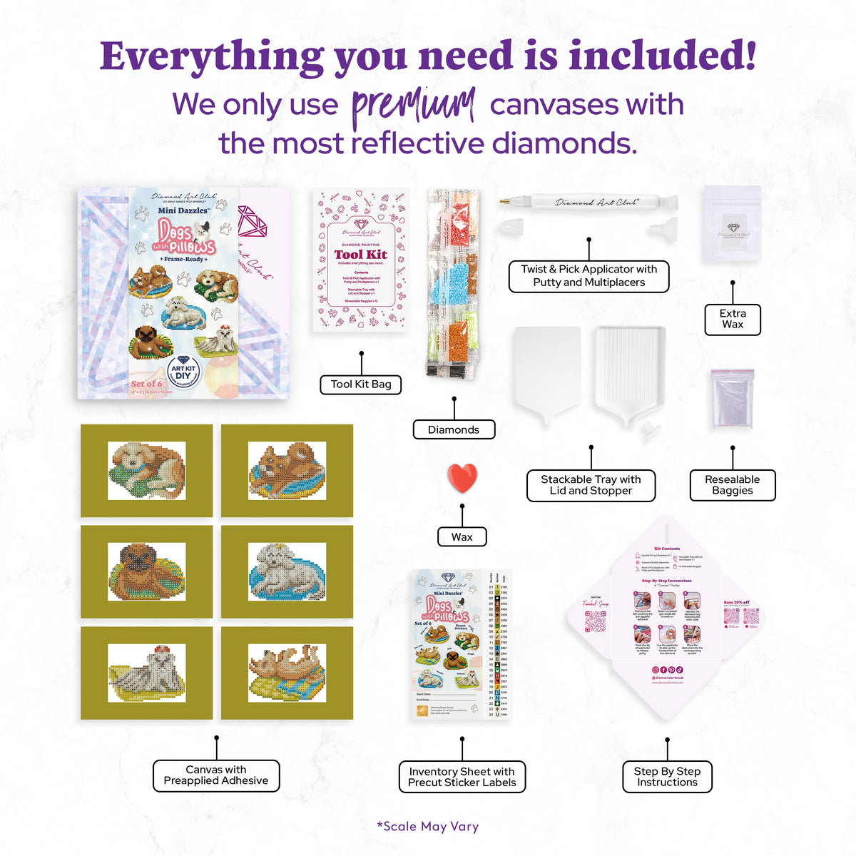 Diamond Painting DAC-MD-046 4" x 6" (10.2cm x 15.2cm) / Square With 33 Colors Including 4 ABs and 1 Electro Diamond and 5 Iridescent Diamonds and 23 Fairy Dust Diamonds / 14,400