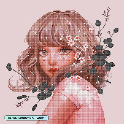 Diamond Painting Daisy Drops 22" x 22" (55.6cm x 55.6cm) / Round with 42 Colors including 1 AB and 3 Fairy Dust Diamonds / 22,104