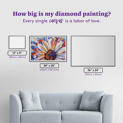 Diamond Painting Daisy Love 30" x 20" (76cm x 50.7cm) / Round with 64 Colors including 3 ABs and 1 Fairy Dust Diamonds / 49,051