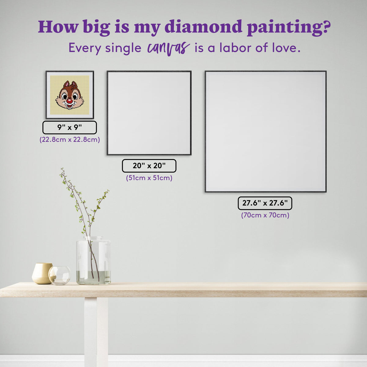 Diamond Painting Dale 9" x 9" (22.8cm x 22.8cm) / Round with 9 Colors including 1 Fairy Dust Diamond / 6,889