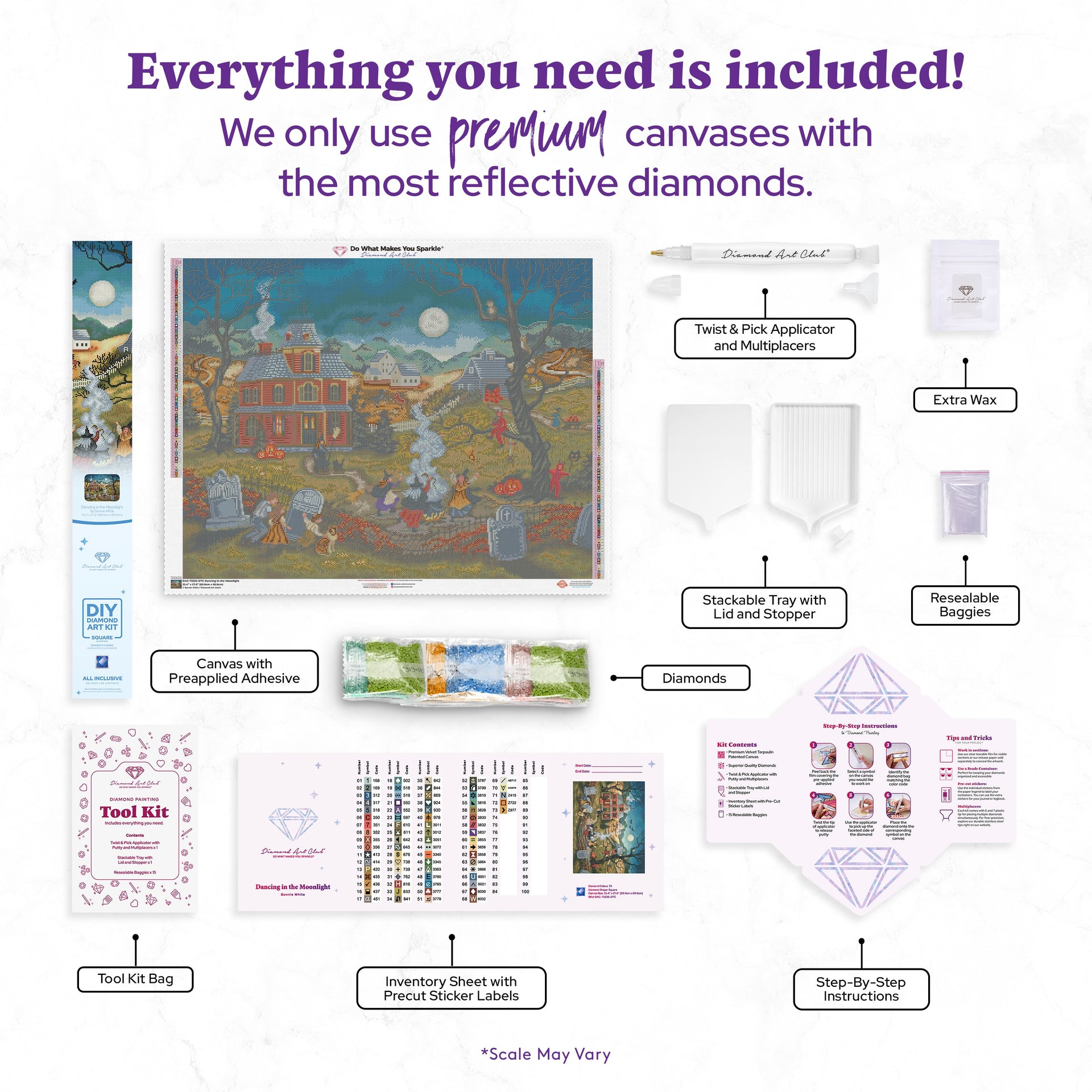 Diamond Painting Dancing in the Moonlight 35.4" x 27.6" (89.9cm x 69.9cm) / Square with 73 Colors including 2 ABs and 3 Fairy Dust Diamonds / 101,441