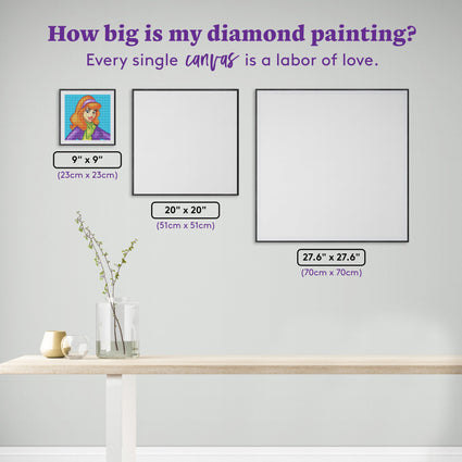 Diamond Painting Daphne 9" x 9" (23cm x 23cm) / Round With 27 Colors including 1 AB Diamonds and 1 Fairy Dust Diamonds / 6,724