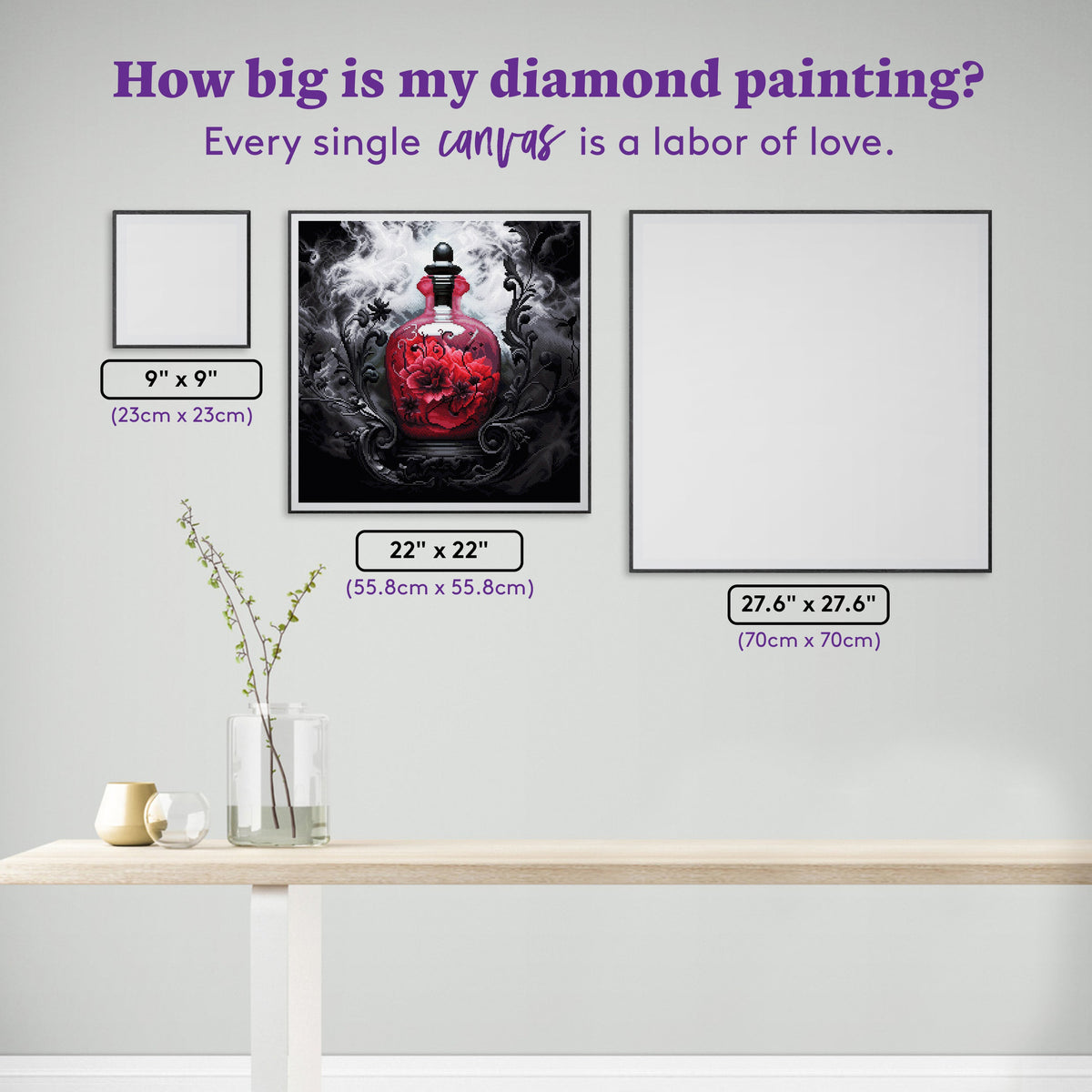 Diamond Painting Dark Bliss 22" x 22" (55.8cm x 55.8cm) / Square with 38 Colors including 1 AB and 2 Fairy Dust Diamonds / 50,176