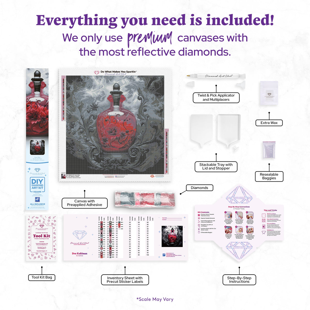 Diamond Painting Dark Bliss 22" x 22" (55.8cm x 55.8cm) / Square with 38 Colors including 1 AB and 2 Fairy Dust Diamonds / 50,176