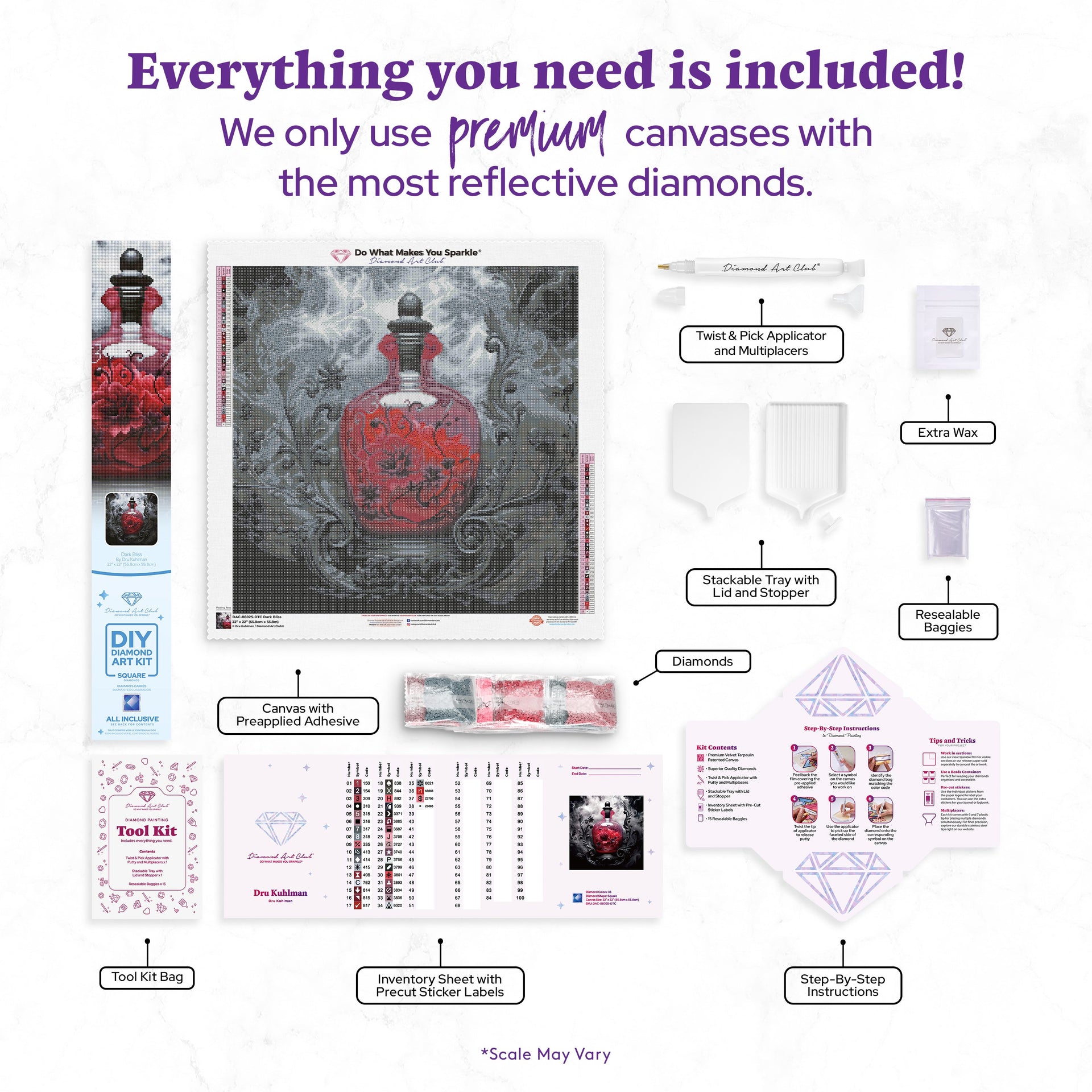 Diamond Painting Dark Bliss 22" x 22" (55.8cm x 55.8cm) / Square with 38 Colors including 1 AB and 2 Fairy Dust Diamonds / 50,176