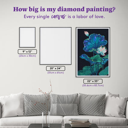 Diamond Painting Dark Sky Lotus 22" x 33" (55.6cm x 83.7cm) / Round with 49 Colors including 2 ABs and 1 Iridescent Diamond and 3 Fairy Dust Diamonds / 61,408